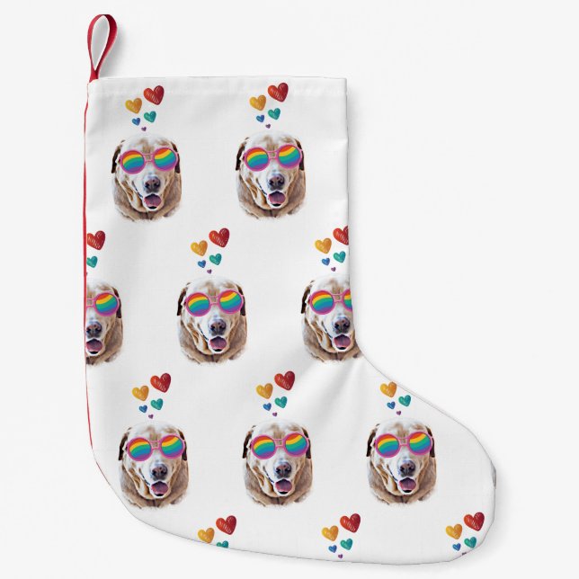 Labrador Dog with Hearts Valentine's Day Small Christmas Stocking (Front)