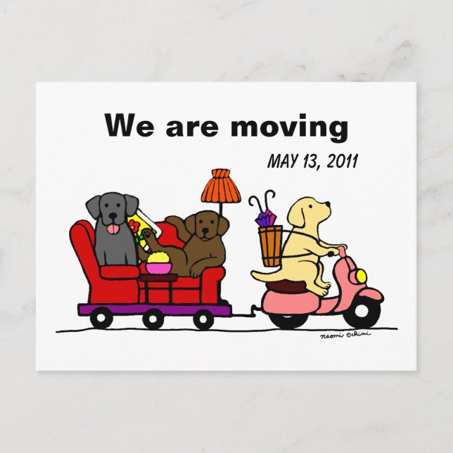 Labrador Dogs Cartoon Moving Announcement Postcard (Front)