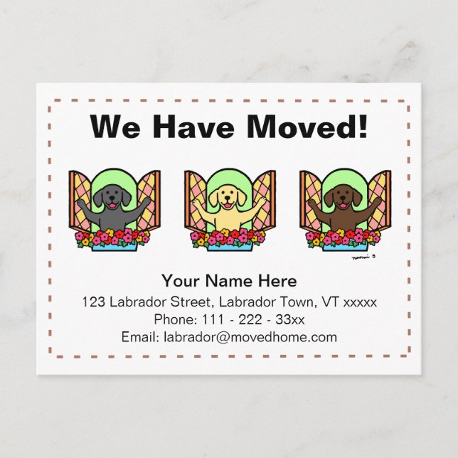 Labrador Dogs Cartoon Moving Announcement Postcard (Front)