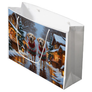 Labrador Dogs Christmas Snow Holiday Large Gift Bag