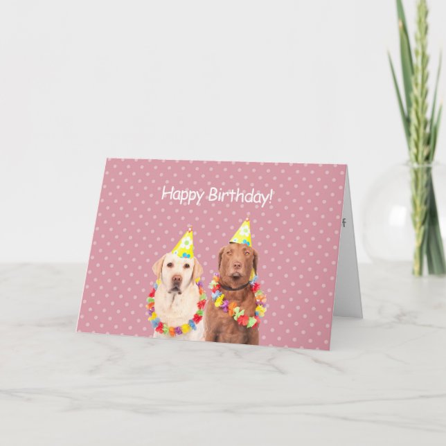 Labrador Dogs Happy Birthday Greeting Card (Front)