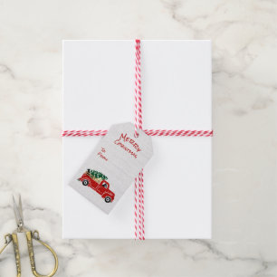 Labrador Dogs In Red Christmas Truck  Gift Tags