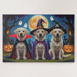 Labrador Dogs Pumpkin Halloween Funny Jigsaw Puzzle