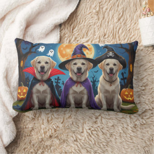 Labrador Dogs Pumpkin Halloween Funny  Lumbar Cushion