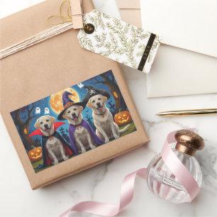 Labrador Dogs Pumpkin Halloween Funny Rectangular Sticker