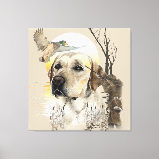 Labrador, duck hunting tapestry canvas print (Front)