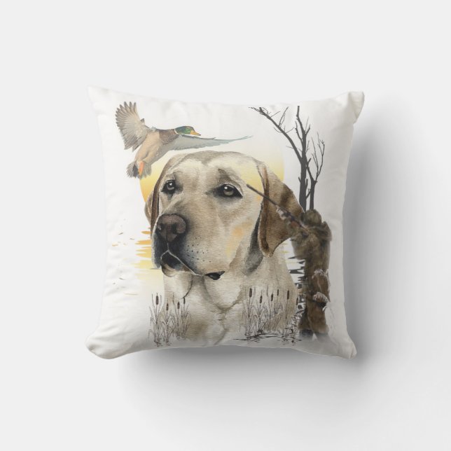Labrador, duck hunting tapestry canvas print tript cushion (Front)
