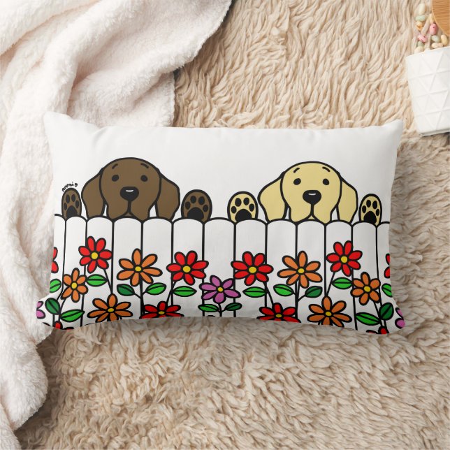 Labrador Duo Watching You Lumbar Pillow (Blanket)