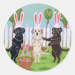 Labrador Easter Bunnies!! Classic Round Sticker