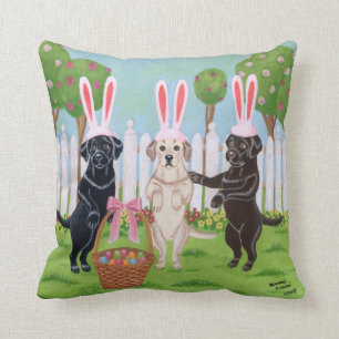 Labrador Easter Bunnies Cushion