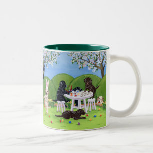 Labrador & Easter Eggs Painting Two-Tone Coffee Mug