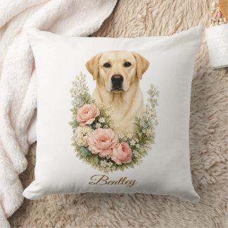 Labrador Floral Portrait Cushion
