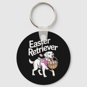 Labrador Golden Retriever Bunny Springs Eggs Easte Key Ring