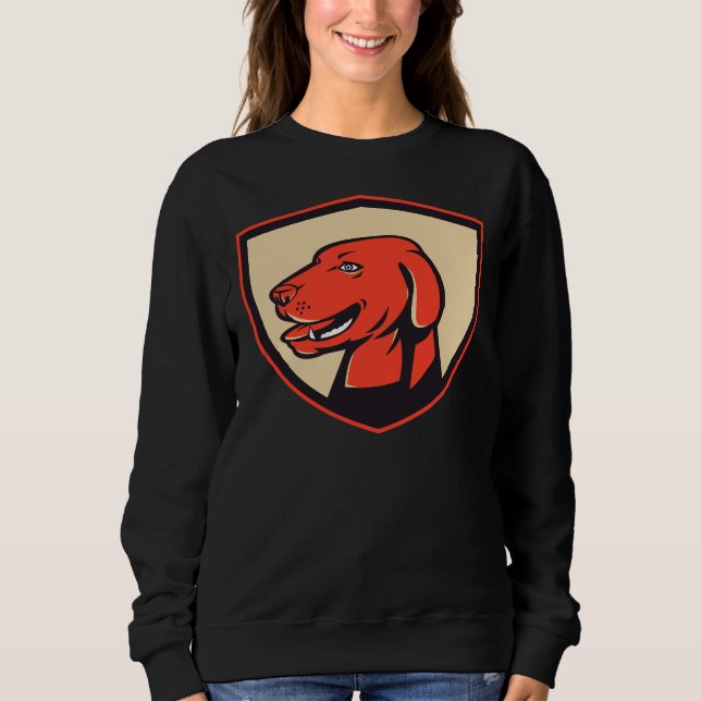 Labrador Golden Retriever Dog Head Shield Retro Sweatshirt (Front)