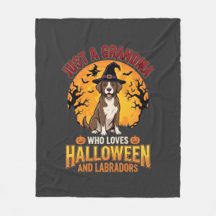 Labrador Halloween Grandma Dog Design_1 Fleece Blanket