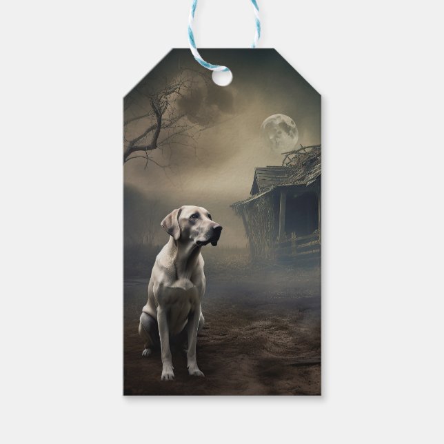 Labrador Halloween Scary Gift Tags (Front)