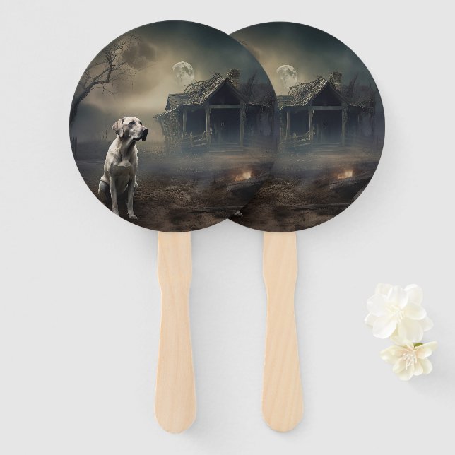 Labrador Halloween Scary Hand Fan (Front and Back)