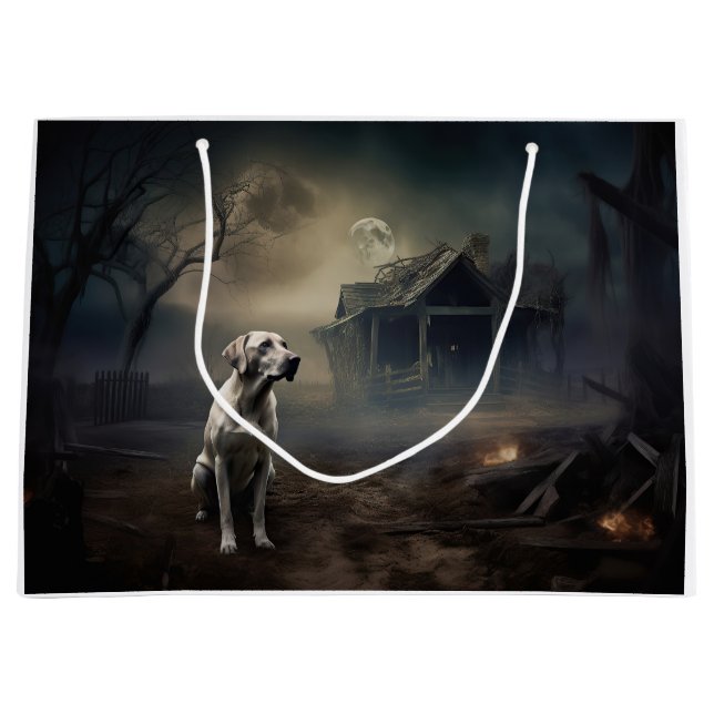 Labrador Halloween Scary Large Gift Bag (Front)
