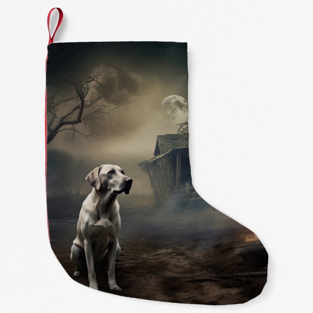 Labrador Halloween Scary Small Christmas Stocking (Front)
