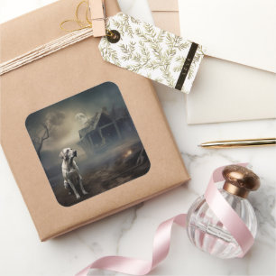 Labrador Halloween Scary Square Sticker