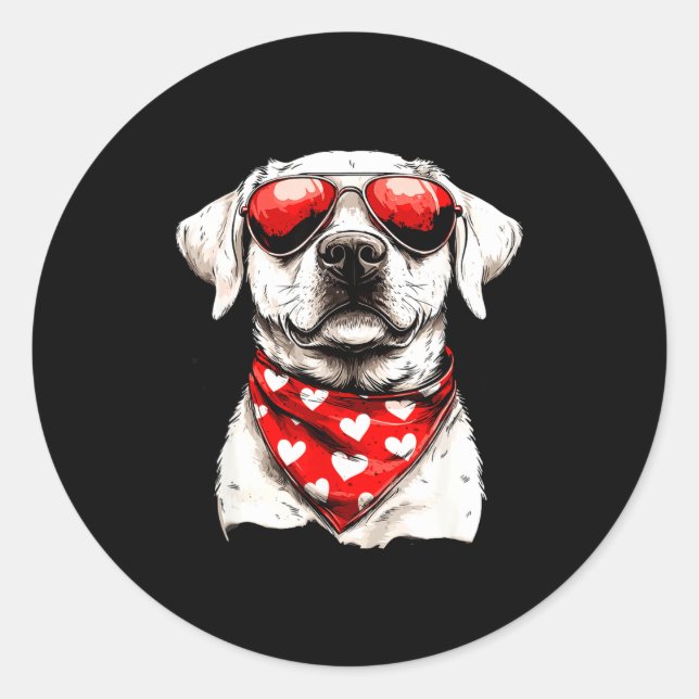 Labrador Heart Bandana Cool Lab Dog Lover Men Wome Classic Round Sticker (Front)