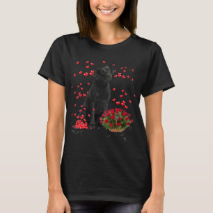 Labrador Hearts Balloons And Rose Basket Valentine T-Shirt