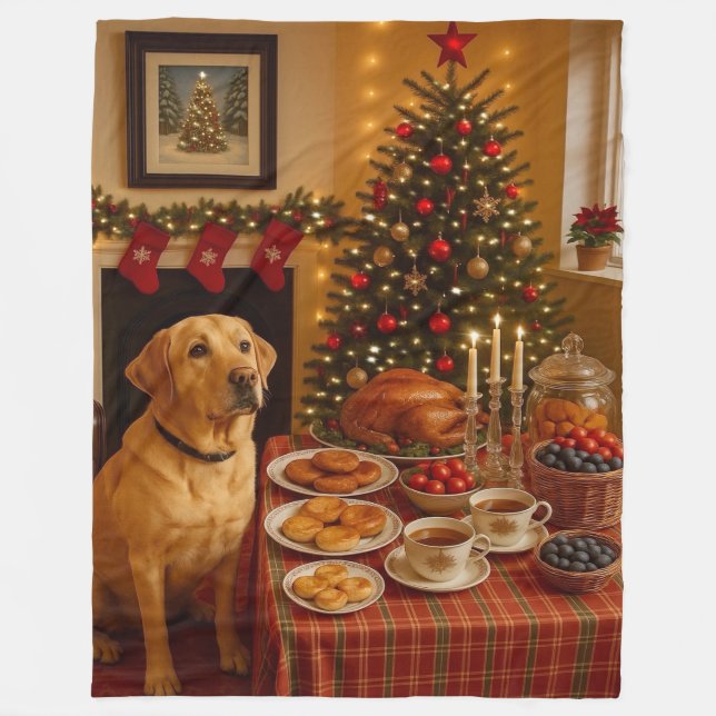 Labrador  Holiday  Fleece Blanket (Front)