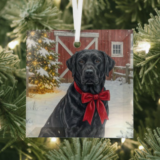 Labrador Holiday Glass Tree Decoration
