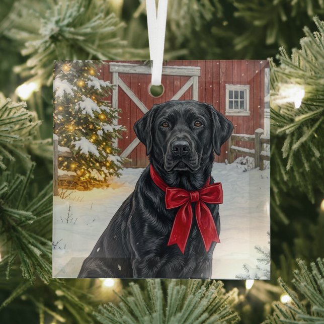 Labrador Holiday  Glass Tree Decoration (Insitu)