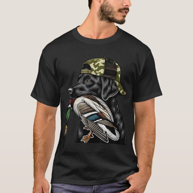  Labrador Hunting Dog With Duck  T-Shirt (Front)