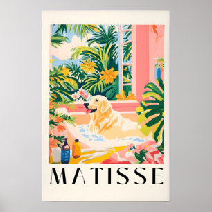 Labrador In Bathtub, Matisse Style Dog Art Print, Poster