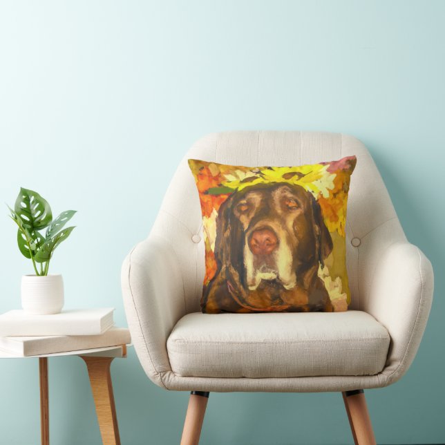 Labrador in flowers cushion (Chair)