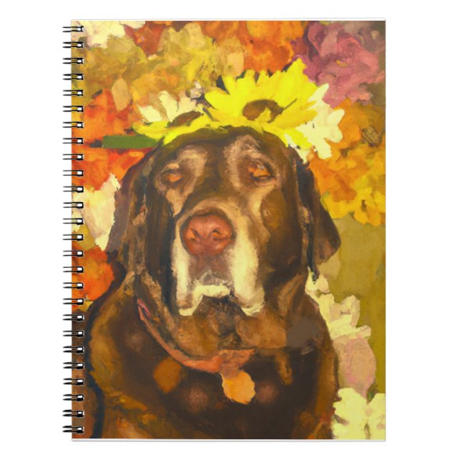 Labrador in flowers notebook (Front)