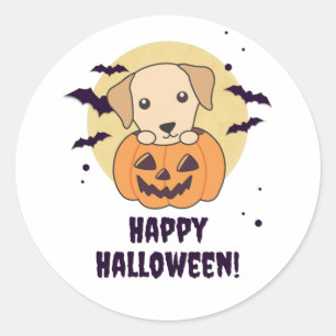 Labrador In Pumpkin Cute Dogs Happy Halloween Classic Round Sticker