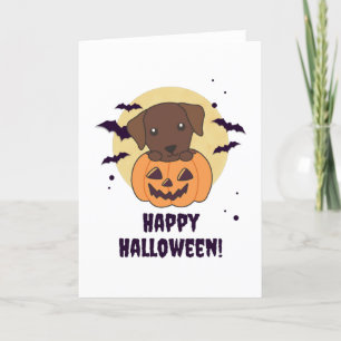 Labrador In Pumpkin Cute Dogs Happy Halloween Holiday Card