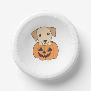 Labrador In Pumpkin Cute Dogs Happy Halloween Paper Plate