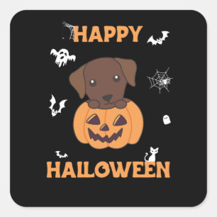 Labrador In Pumpkin Cute Dogs Happy Halloween Square Sticker