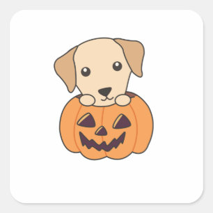 Labrador In Pumpkin Cute Dogs Happy Halloween Square Sticker