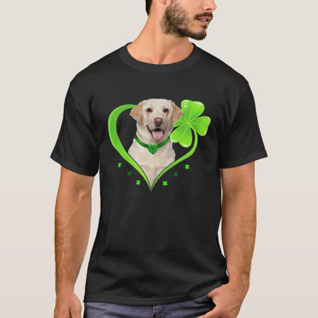 Labrador In Shamrock Heart St Patricks Day  Dog T-Shirt (Front)