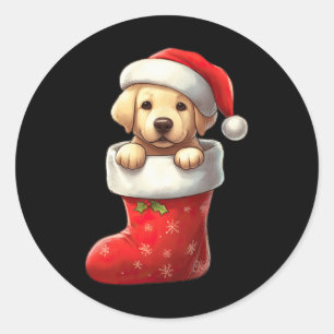 Labrador In Sock Christmas Santa Hat Xmas Dog Love Classic Round Sticker