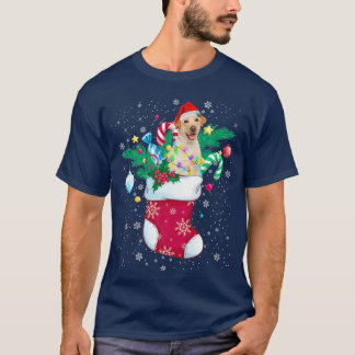 Labrador In Sock Funny Christmas Lights Pajama San T-Shirt