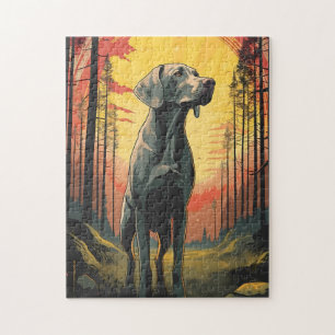 Labrador in the forest during sunset jigsaw puzzle