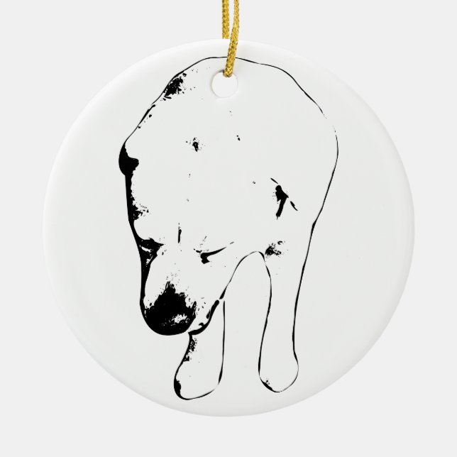 Labrador Keepsake, Gentle Head-Down Ceramic Tree Decoration (Front)