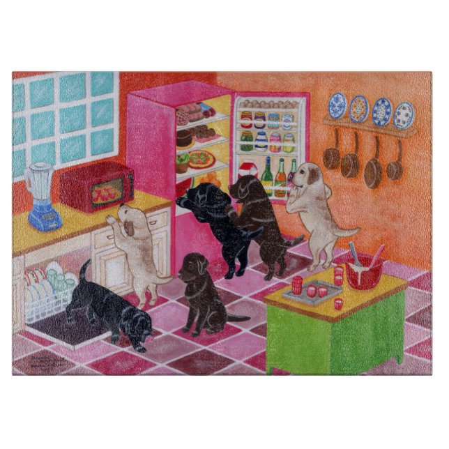 Labrador Kitchen Party Painting Cutting Board (Front)