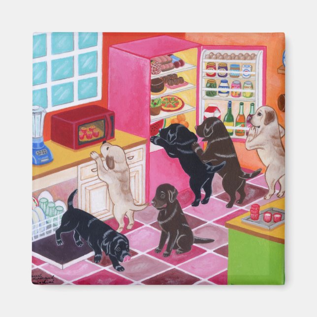 Labrador Kitchen Party Painting Magnet (Front)