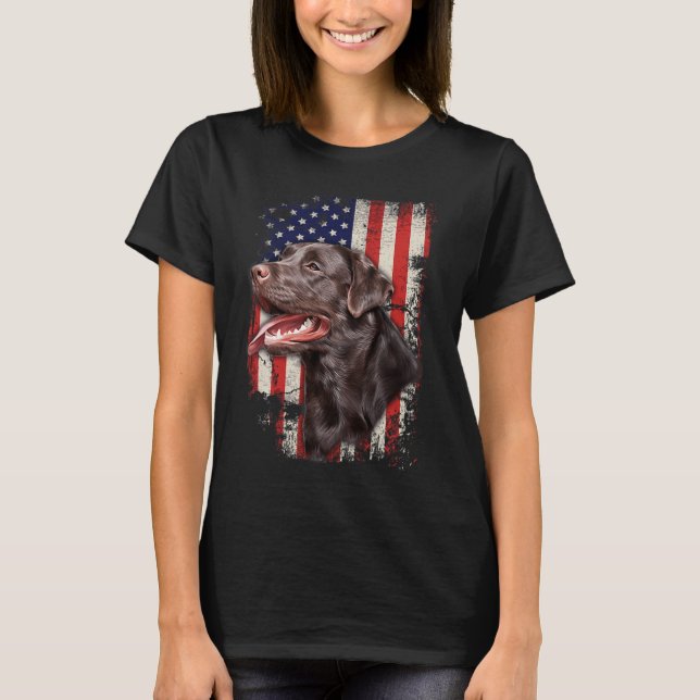 Labrador Labs Patriotic American Flag 4th Of July  T-Shirt (Front)