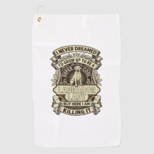Labrador Lady Dog Crown Shield_1 Golf Towel