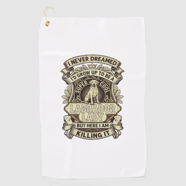 Labrador Lady Dog Crown Shield_1 Golf Towel (Front)
