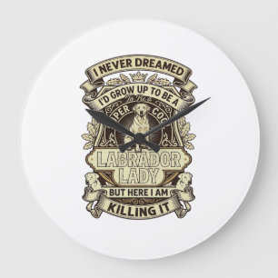Labrador Lady Dog Crown Shield_1 Large Clock