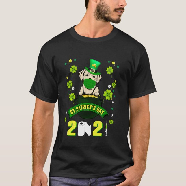 Labrador Leprechaun Dog  Face Mask St Patricks Day T-Shirt (Front)
